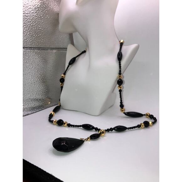 Louis Feraud Paris Vintage Black & Gold Beaded Necklace! - Picture 5 of 14